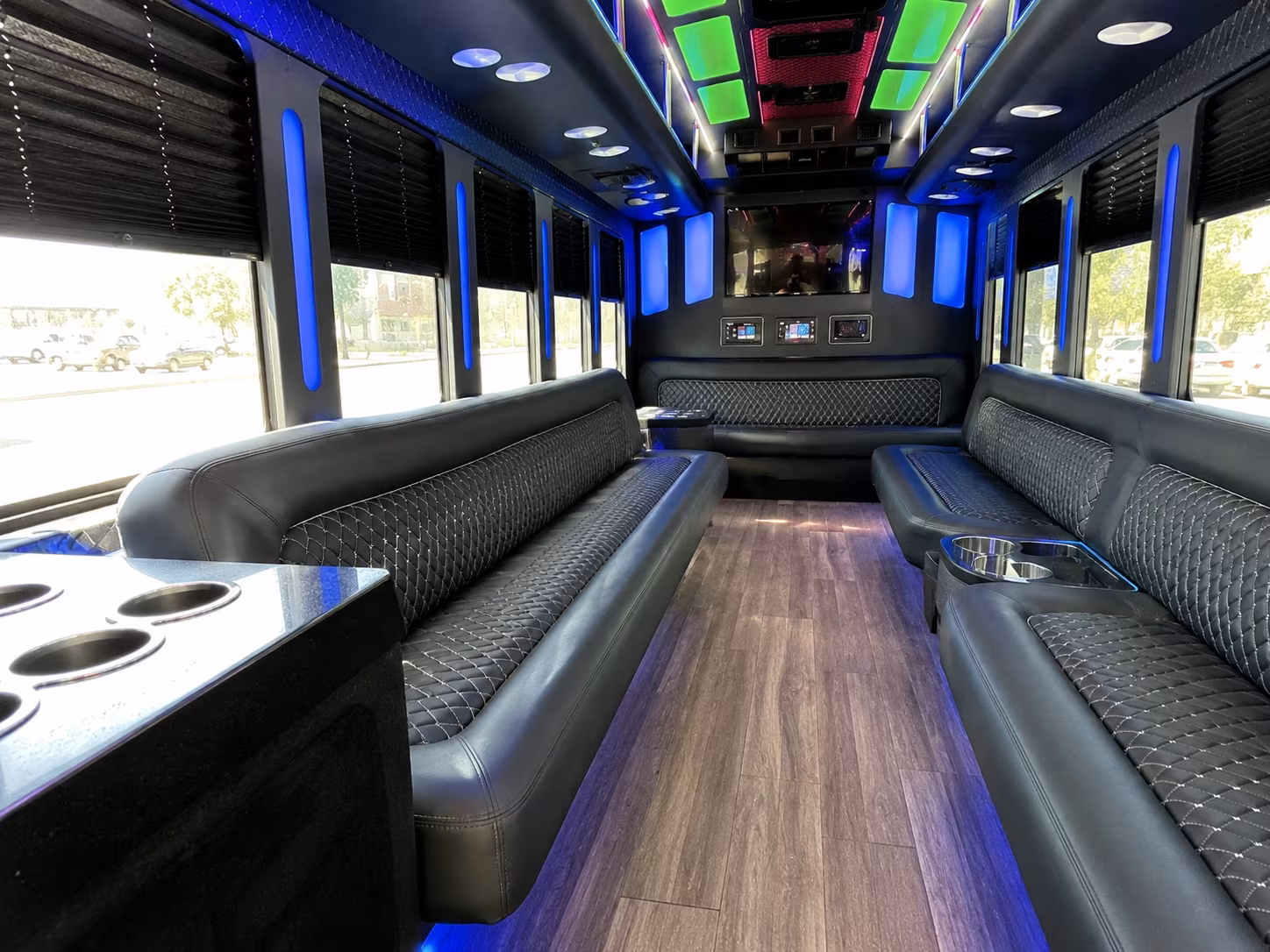 leominster 15 passenger party bus inside