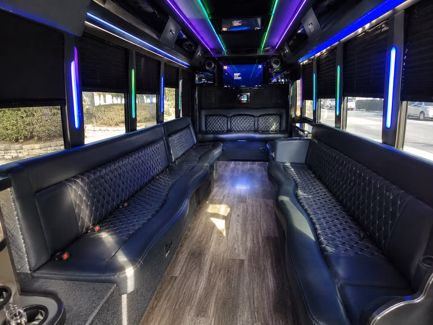 leominster 15 passenger party bus interior