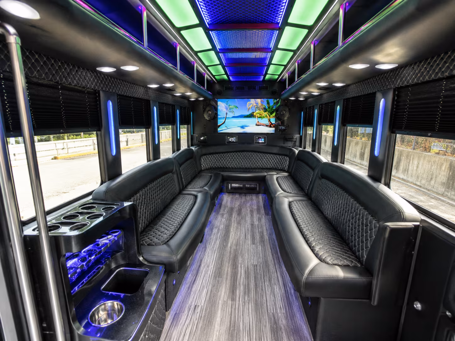 leominster 18 passenger party bus inside