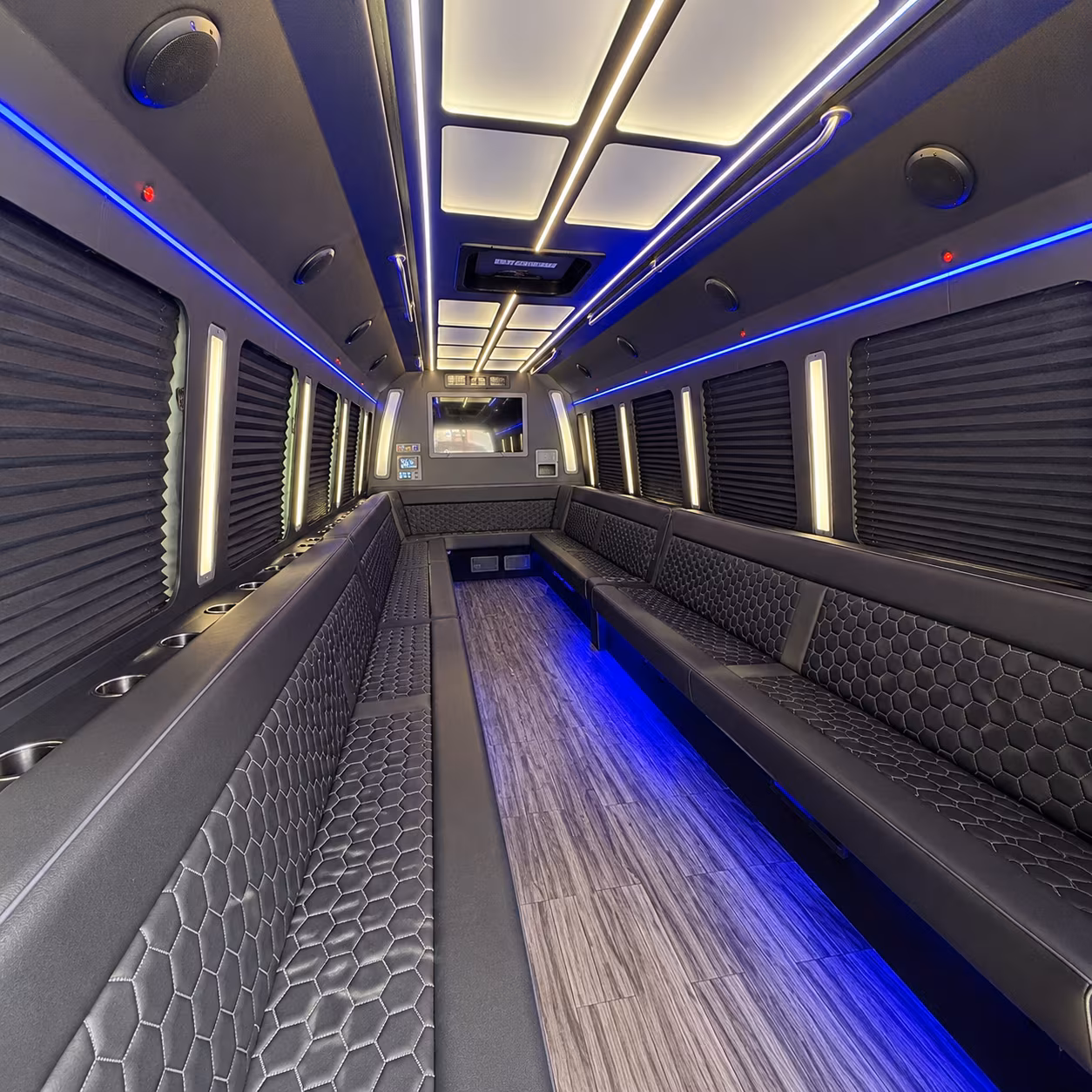 leominster 30 passenger party bus interior