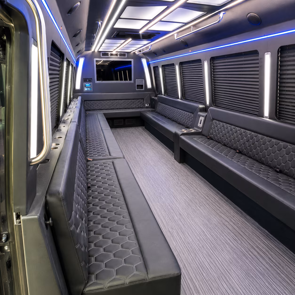leominster 40 passenger party bus interior