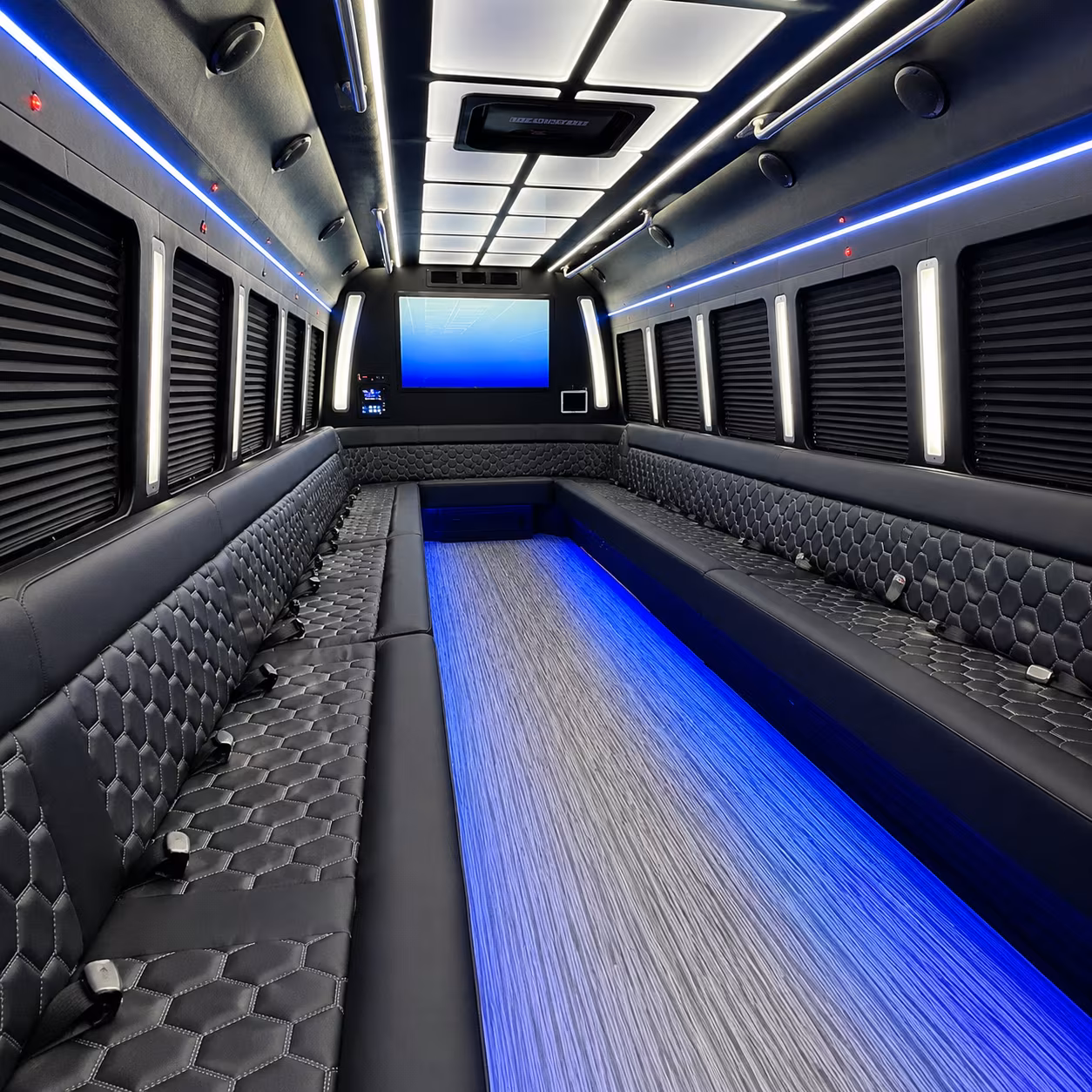 leominster 50 passenger party bus inside