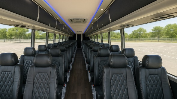 leominster 56 passenger charter bus inside