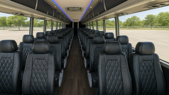 leominster 56 passenger charter bus interior
